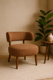 Fauteuil houten poot terra cota