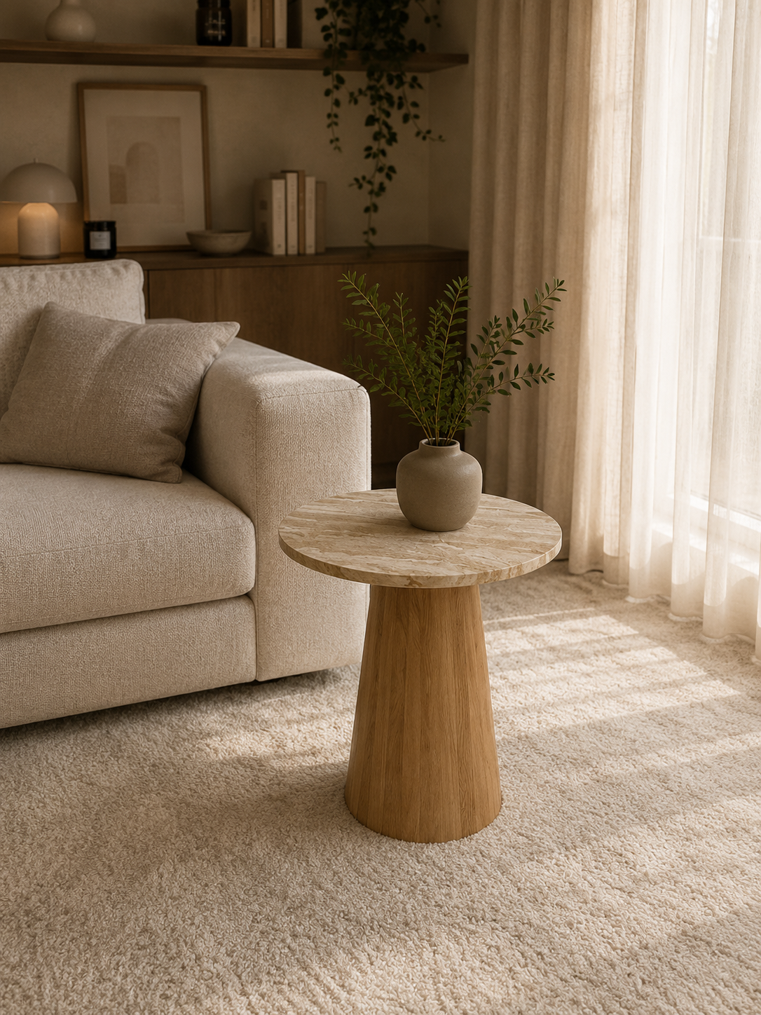SALONTAFEL TRAVERTIN ROND SMALL
