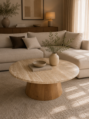 SALONTAFEL TRAVERTIN ROND LARGE